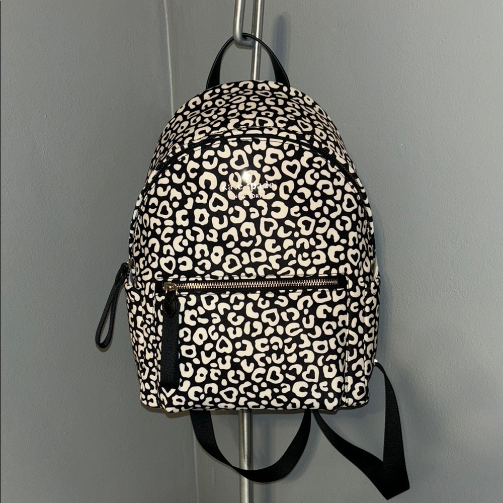 kate spade Black and White Leopard Print Backpack